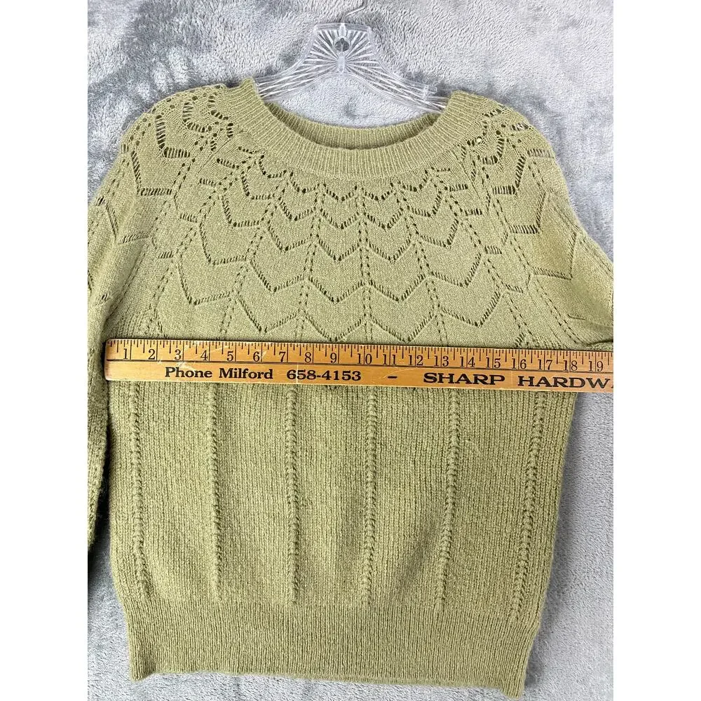 ASTR The Label‎ Dia Pointelle Sweater Medium Dusty Sage Green Quiet Luxury